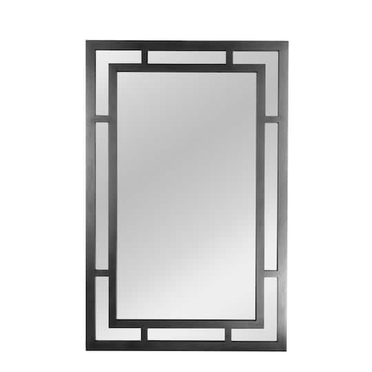 Black Geometric Art Deco Glass Wall Mirror